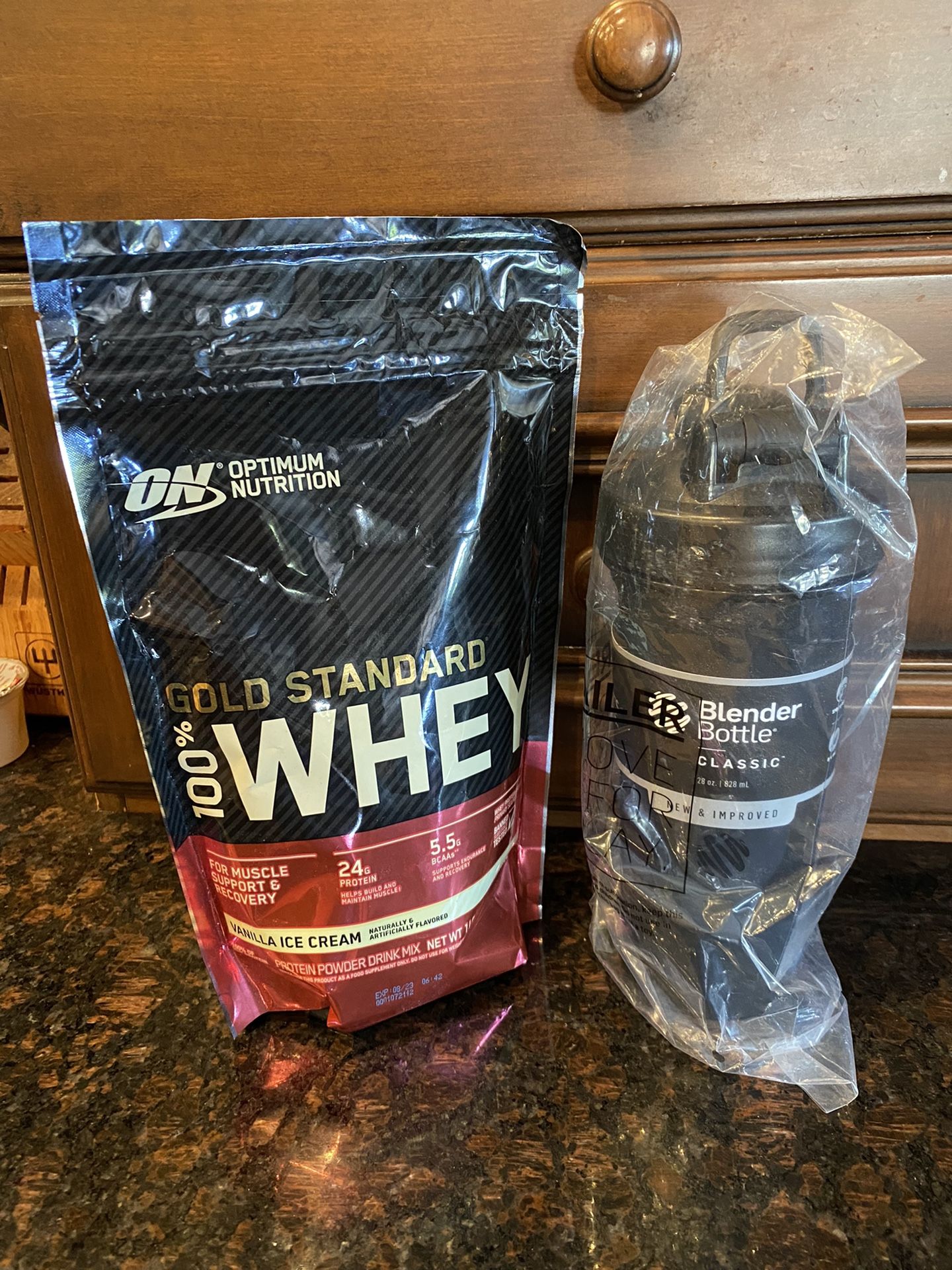 New!! WHEY Vanilla Ice Cream 1 Lb. & Blender Bottle Combo