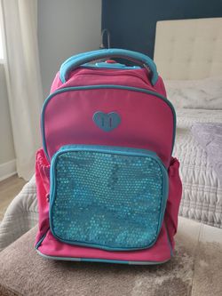 Rolling Backpack Pink And Turquoise Sequins Thumbnail