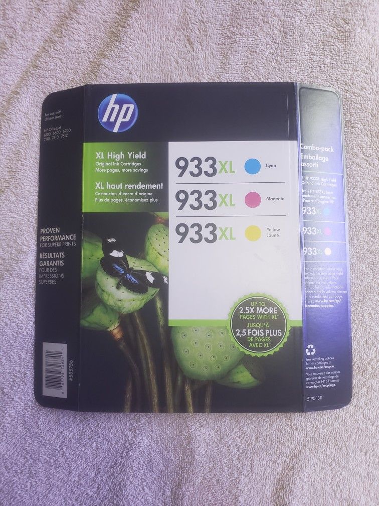 HP 933xl Ink Cartridges Cyan Magenta Yellow