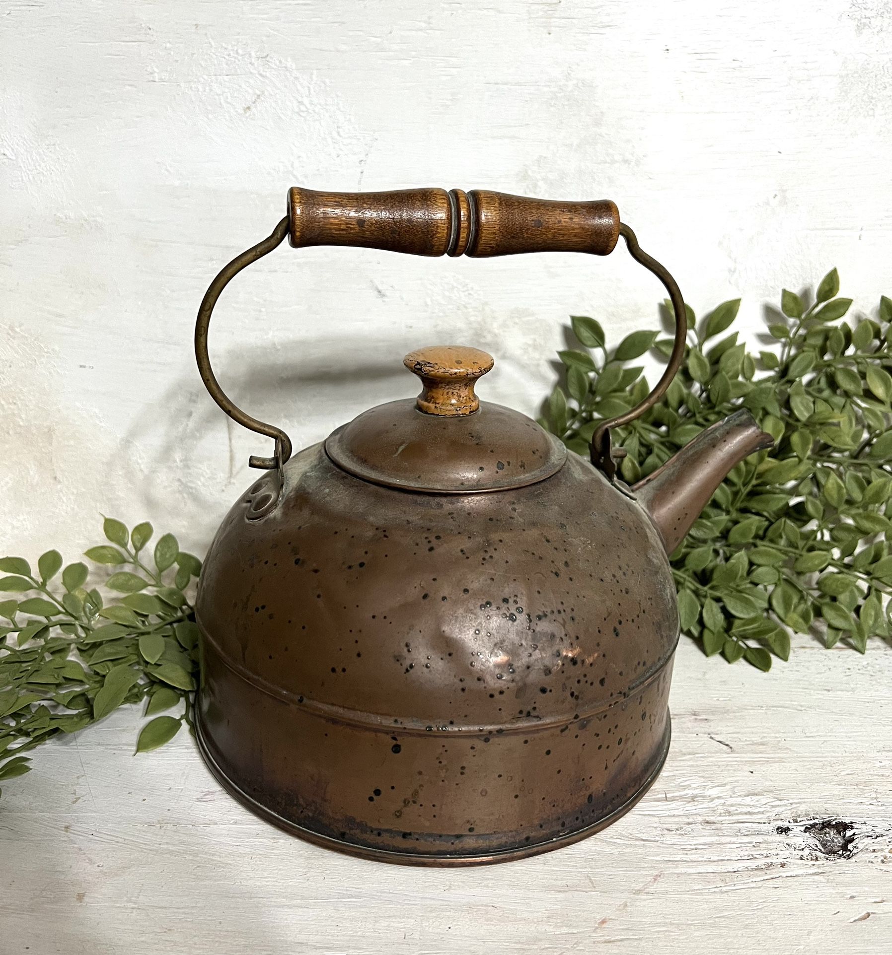 Vintage Patina Tea Kettle Decor