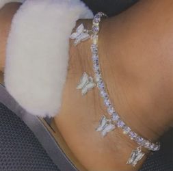New Butterfly Anklet Tennis Chain Silver Thumbnail