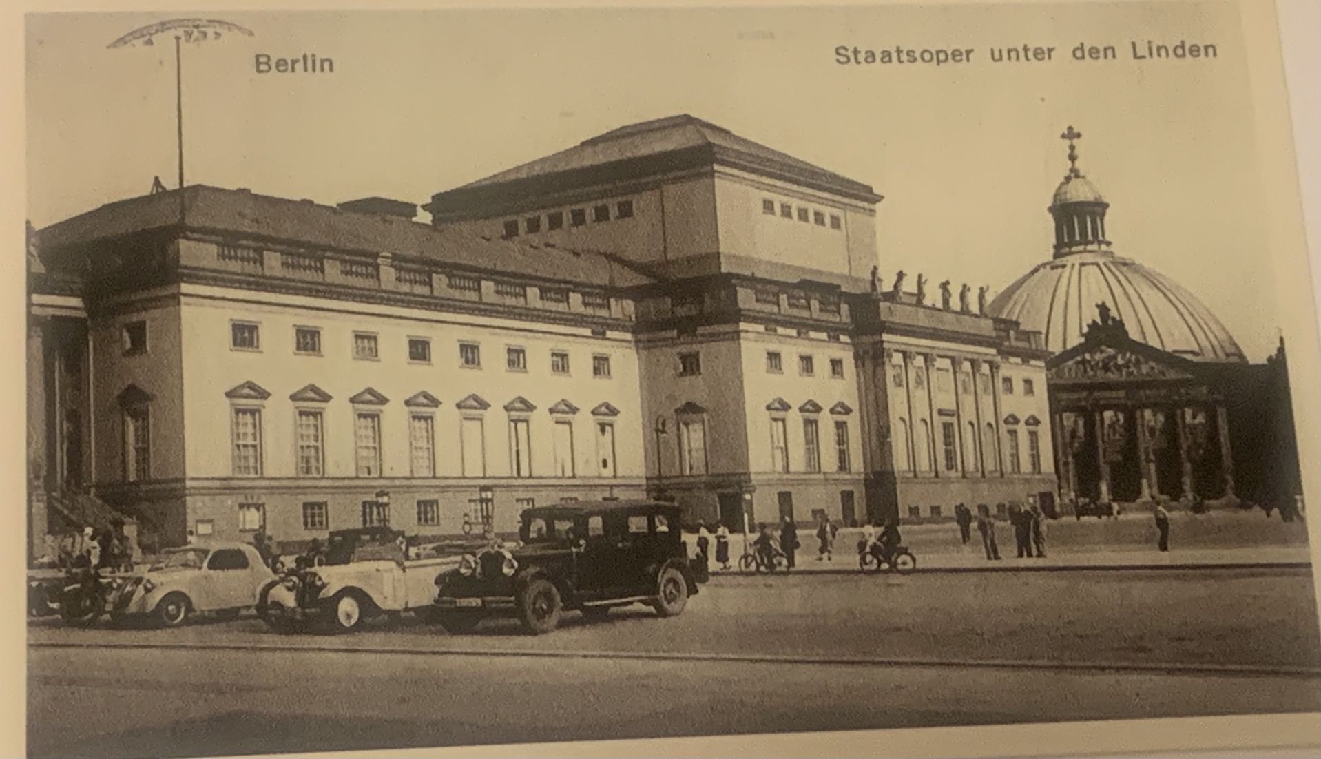 Germany, Berlin Staatsoper Unter Den Linden Genuine Postcard From early 1930’s Mercedes, DKV, NSU Vintage Cars, Mint Condition
