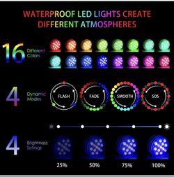 Submersible LED Lights & Pool Lights with RF Remote, Bathtub Light,Waterproof 16 Colors Changing  Underwater with Magnets, Shower Lights for Hot Tub,  Thumbnail