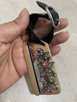 A lovely Metal Flowery With Crystal Accent-Heavy Duty Personalised Name Tag   Condition : good, preowned (please see pictures for size and condition)  Thumbnail