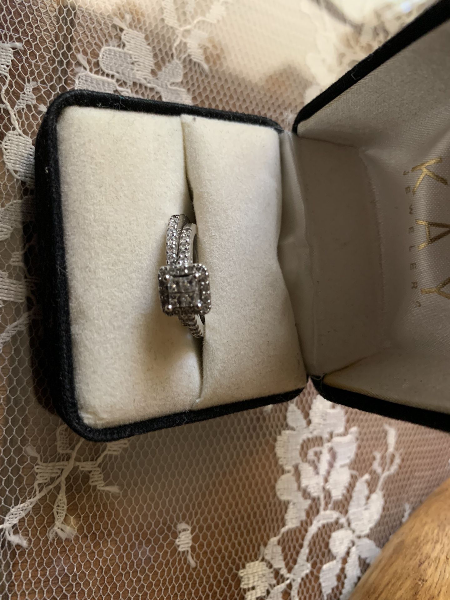 Princess Cut  White Gold/Diamomd Wedding ring/band set