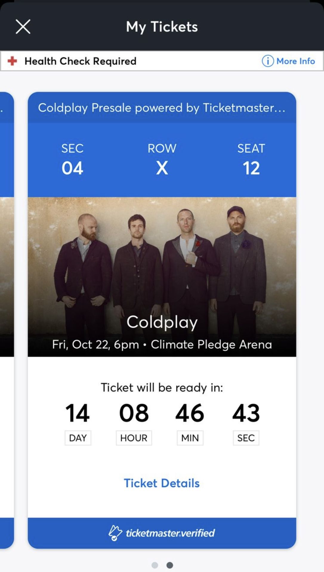 Coldplay Ticket
