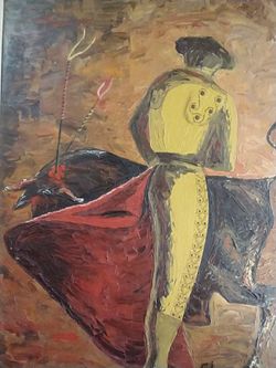 Vintage Matador Painting Framed And Signed Thumbnail