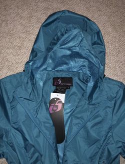 NEW Turquoise rain jacket Coat S windbreaker cozy Thumbnail