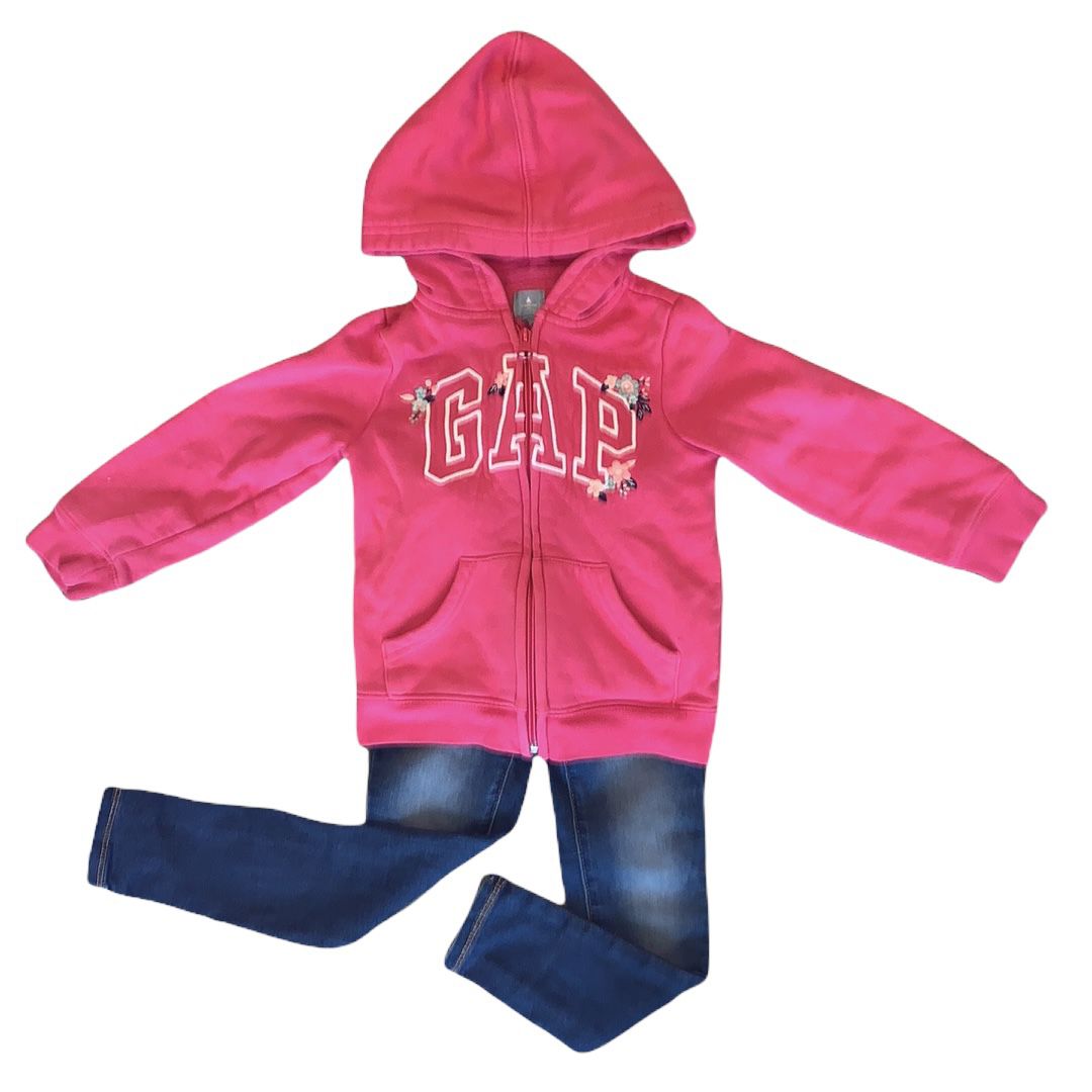 Gap Pink Zip Up Hoodie & Jeans Outfit Size 4 & 5