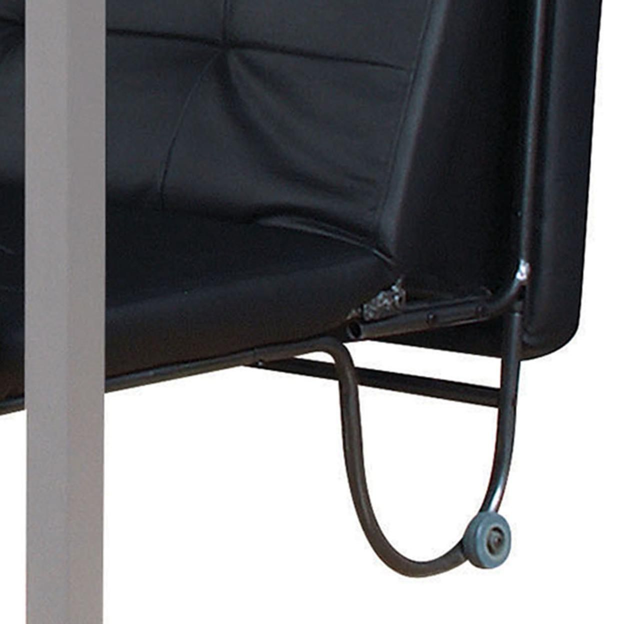 Saltoro Sherpi Adjustable Metal Futon with Faux Leather Upholstered Tufted Details and Casters, Black