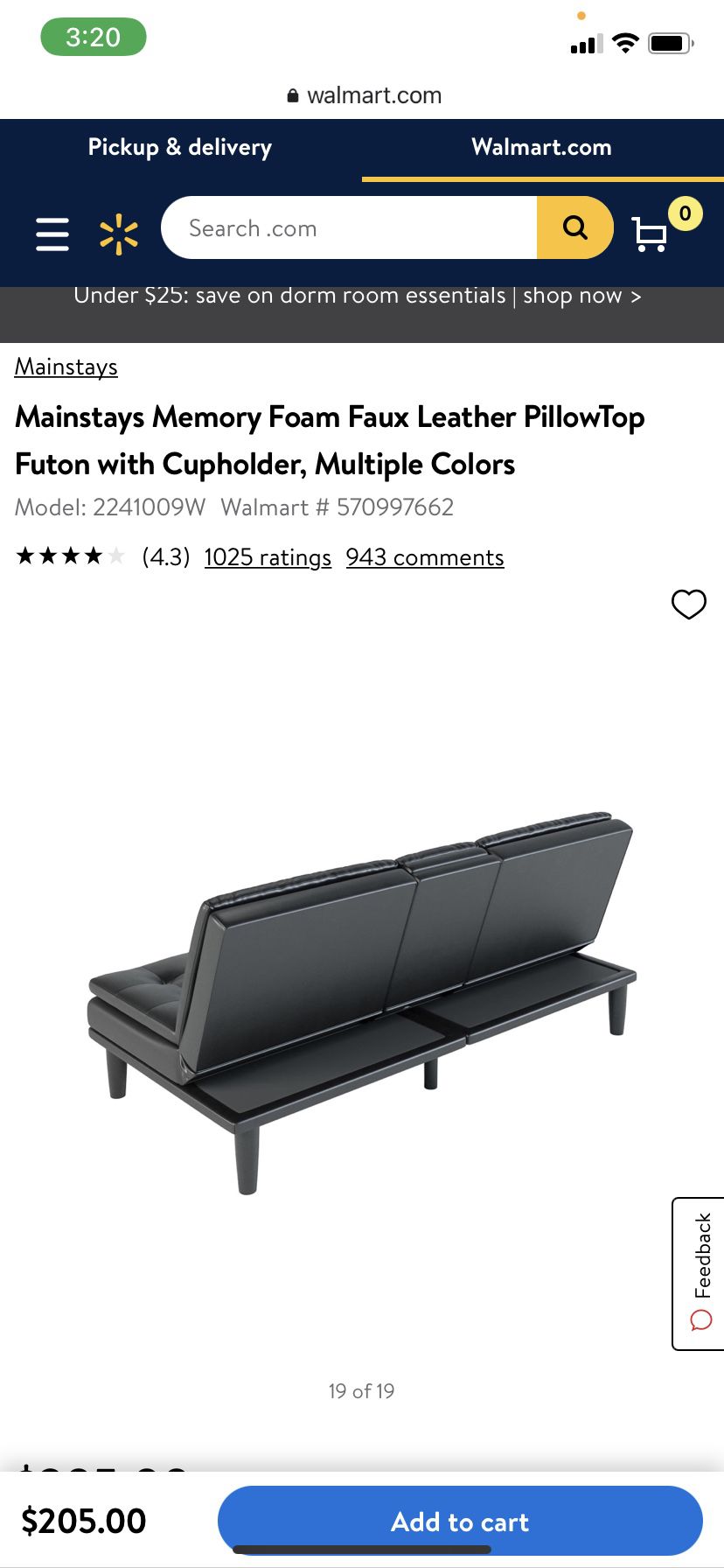 Black Leather Futon Sofa