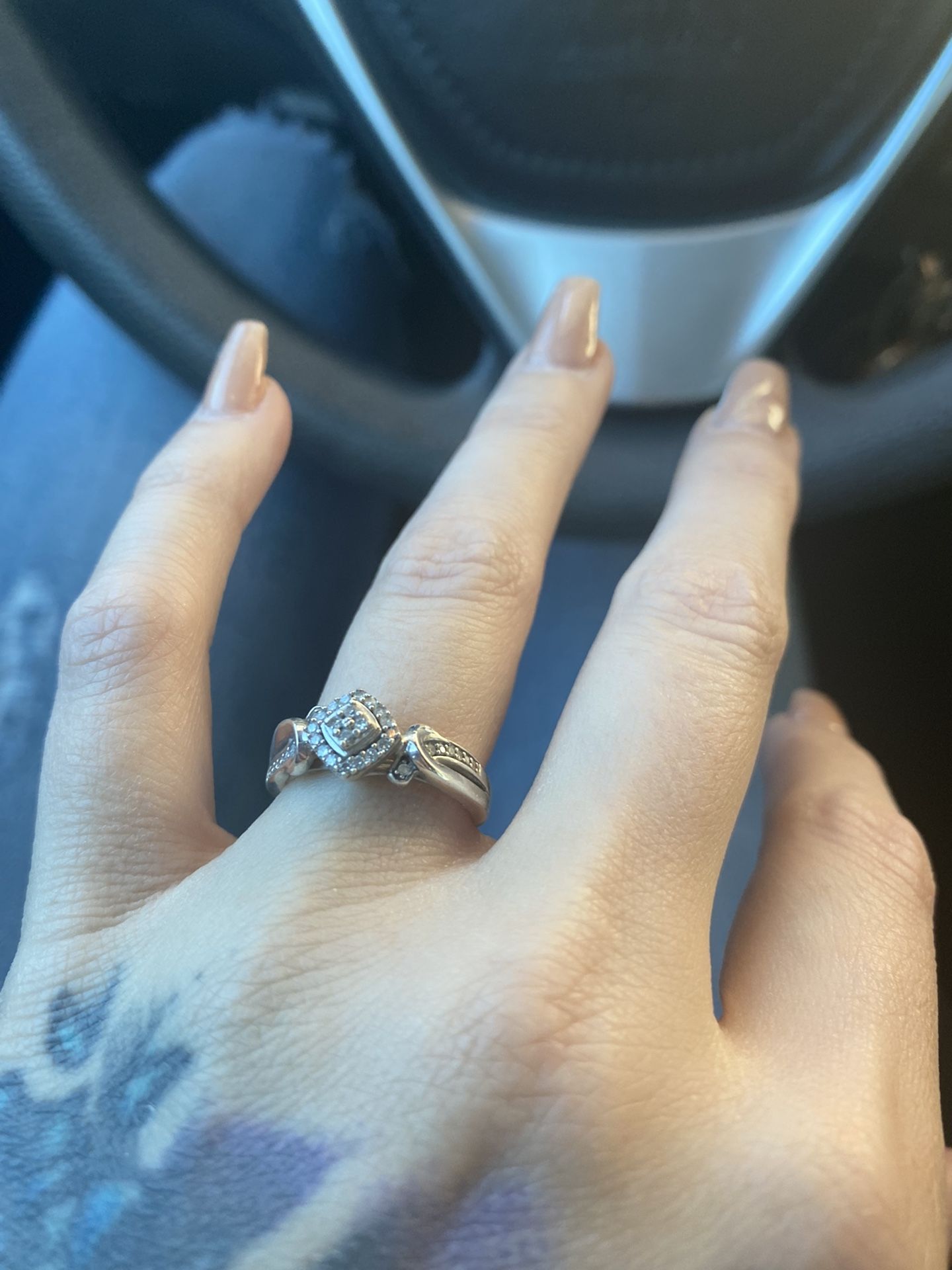 Silver Engagement Ring .