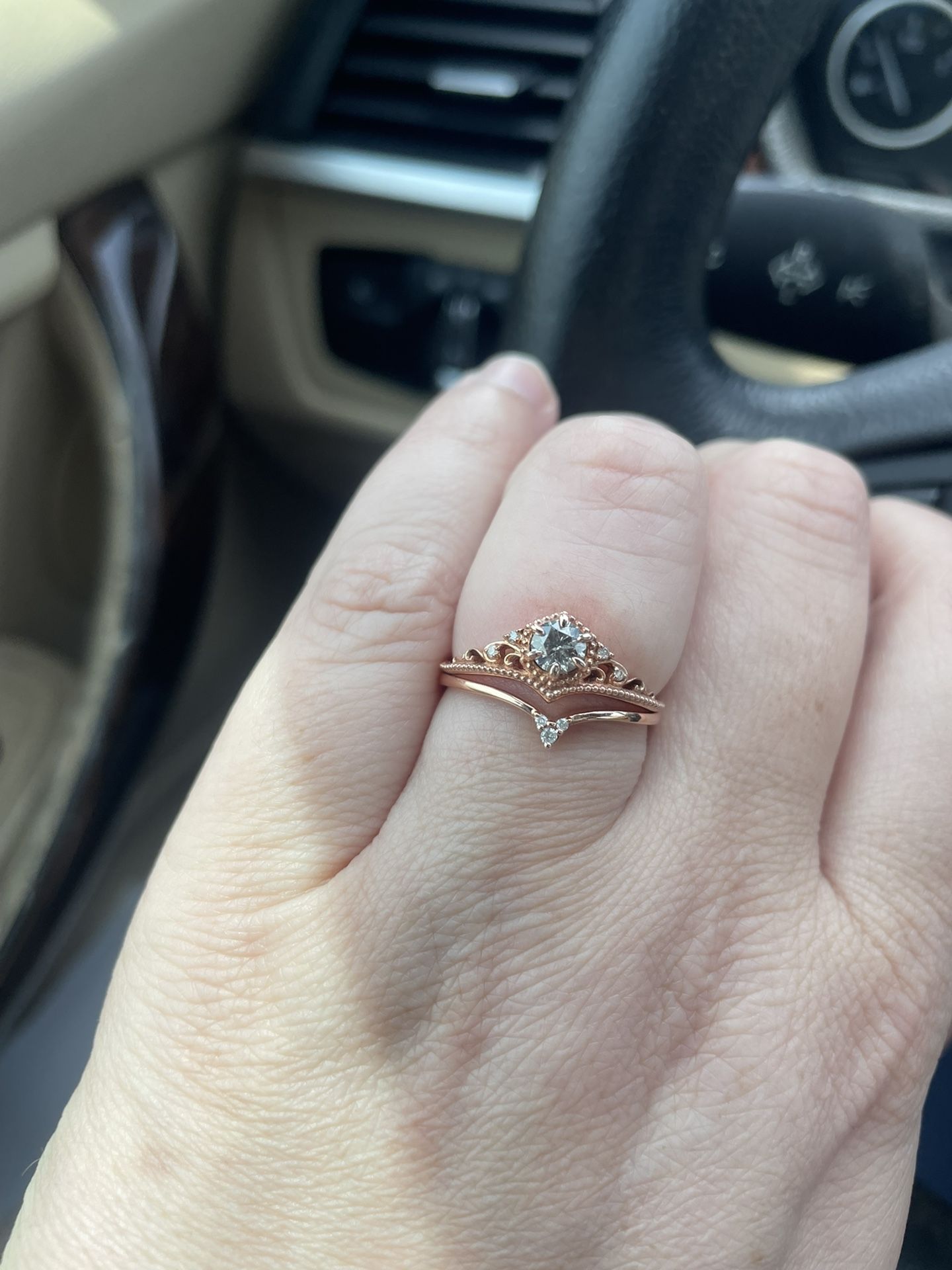 10kt Rose Gold Salt & Pepper Diamond Ring