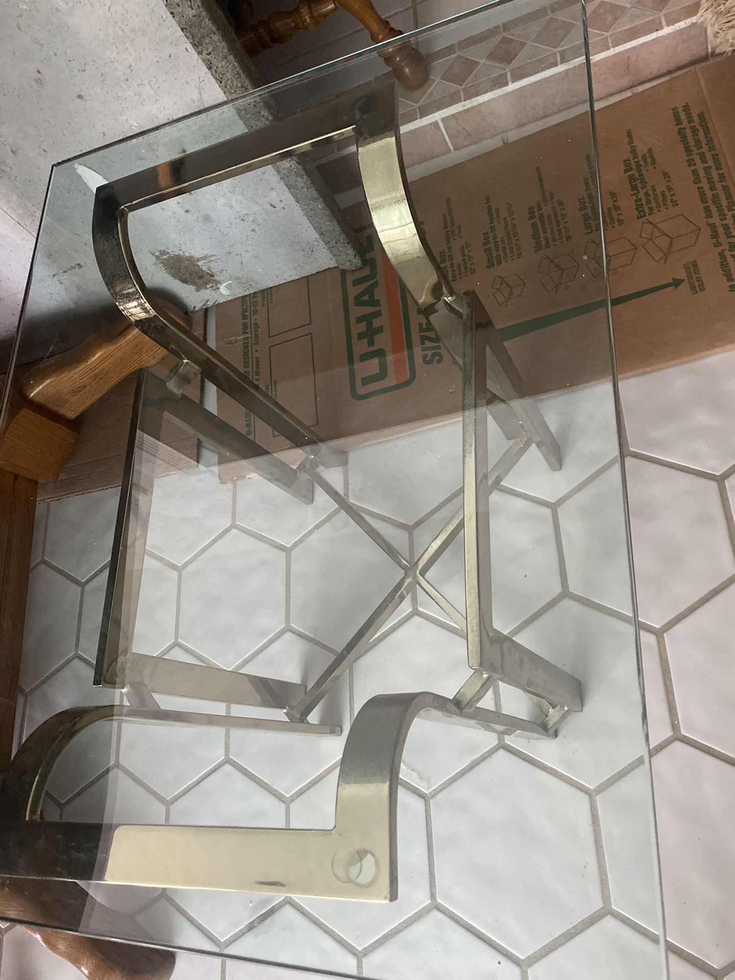 Brass Gold Trim Very Strong Table With A Thick Glass Asking $200. Obo