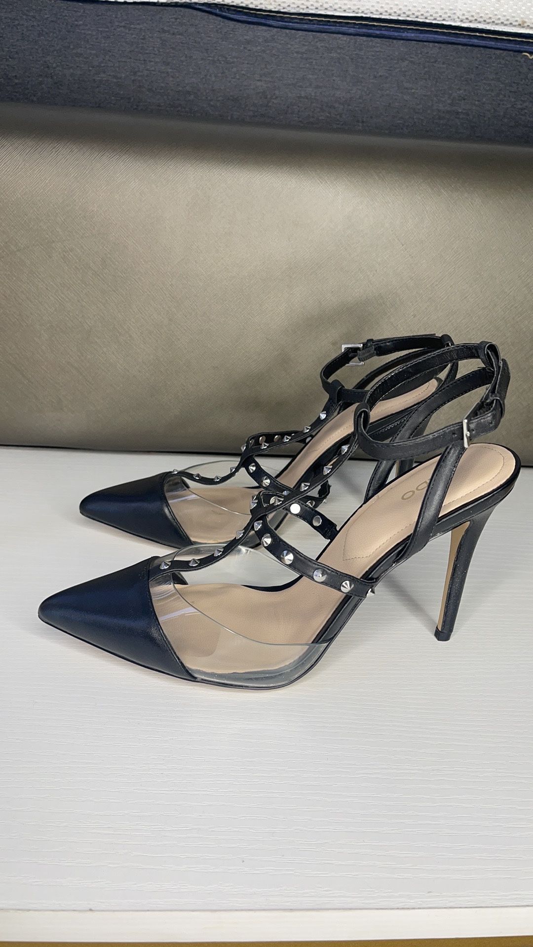 Black/Clear Studded Aldo Pumps