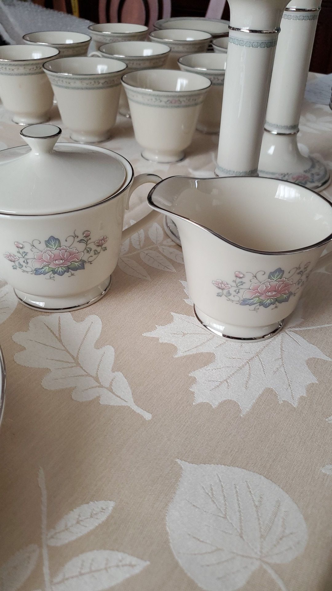 Lenox Charleston pattern sugar bowl and creamer