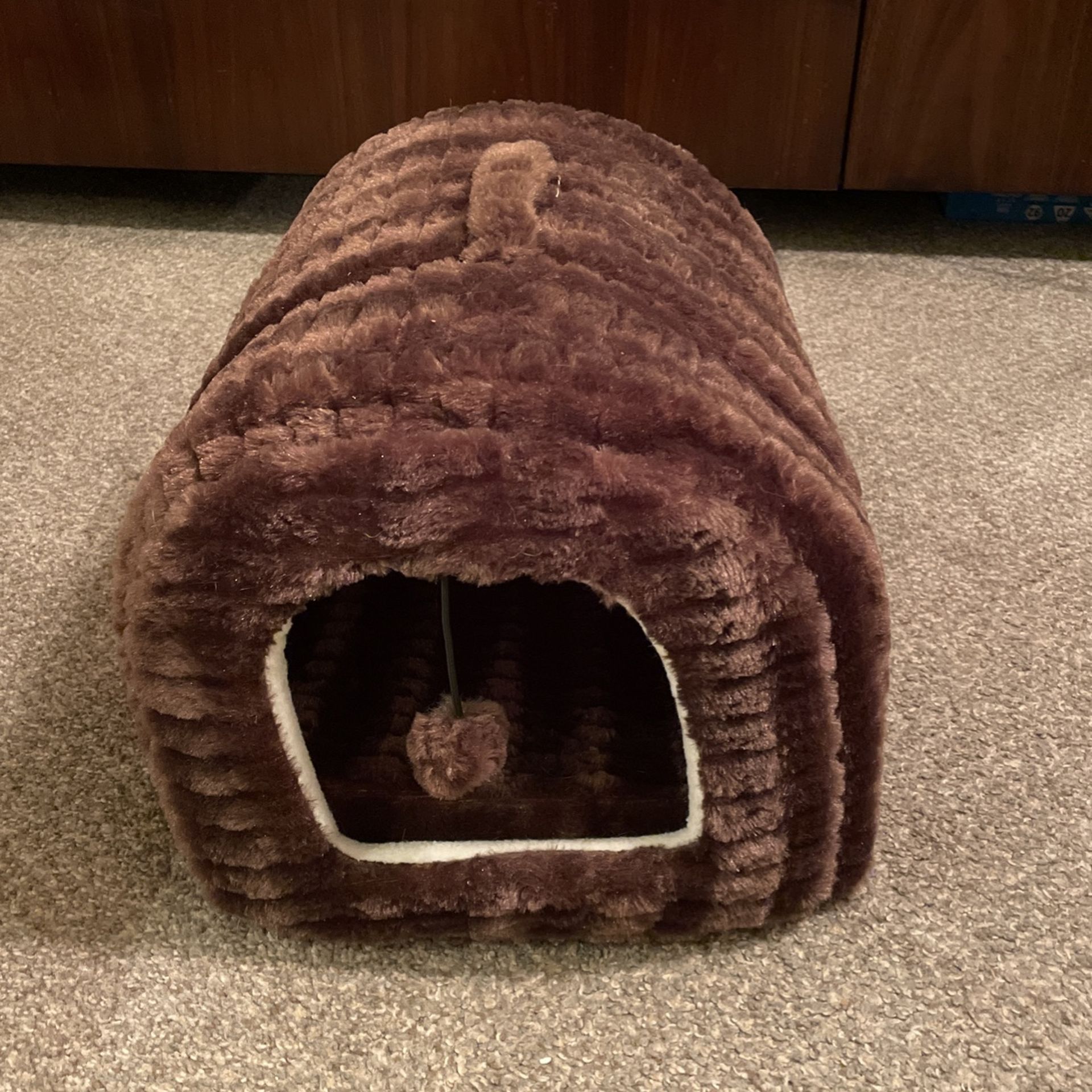 Brown Covered Cat Bed