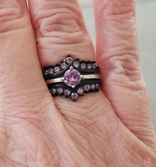 Amethyst 3 Band Wedding Set..... Size 5/5.5