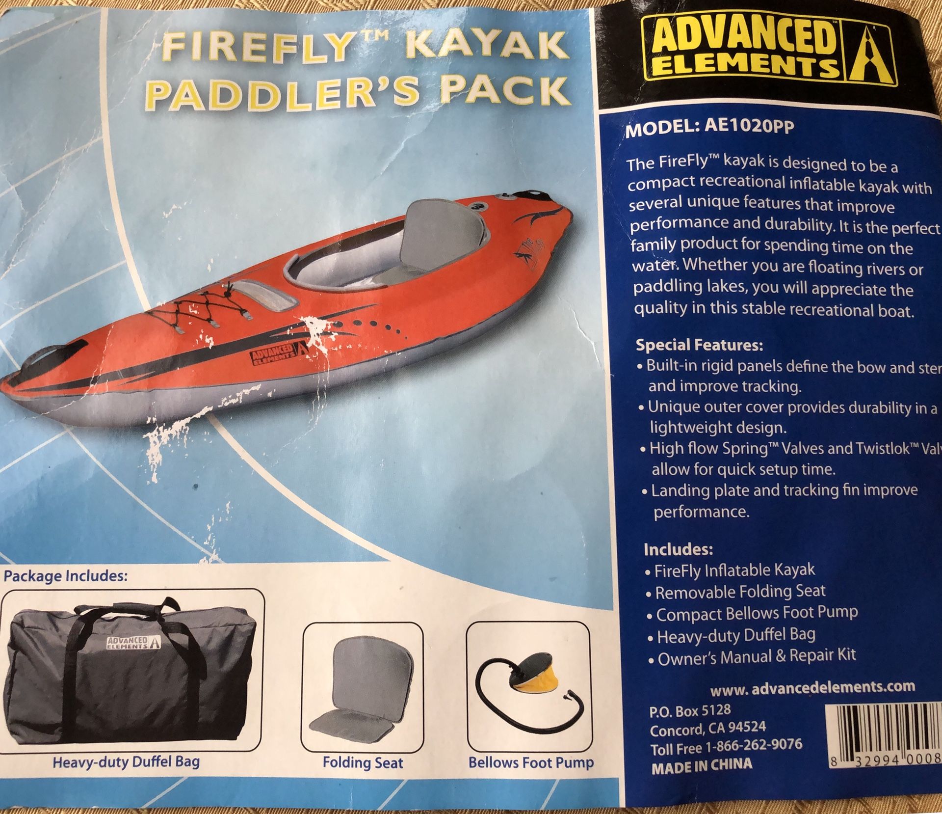 firefly kayak paddler’s pack (inflatable kayak) for Sale in Pleasanton