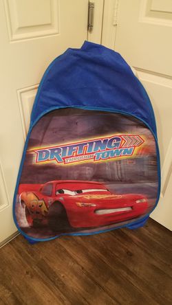 Disney's Lightning McQueen Wooden Racing Car Bed w/Mattress/Sheet Set & PlayHut Tent Thumbnail
