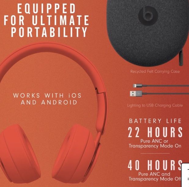 Beats Solo Matte Red Noise Canceling Headphones