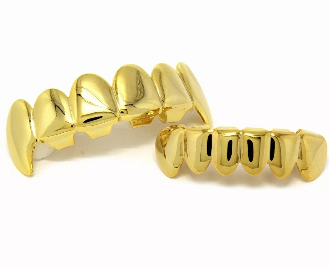 14k gold plated Hip Hop teeth Grillze caps top & bottom