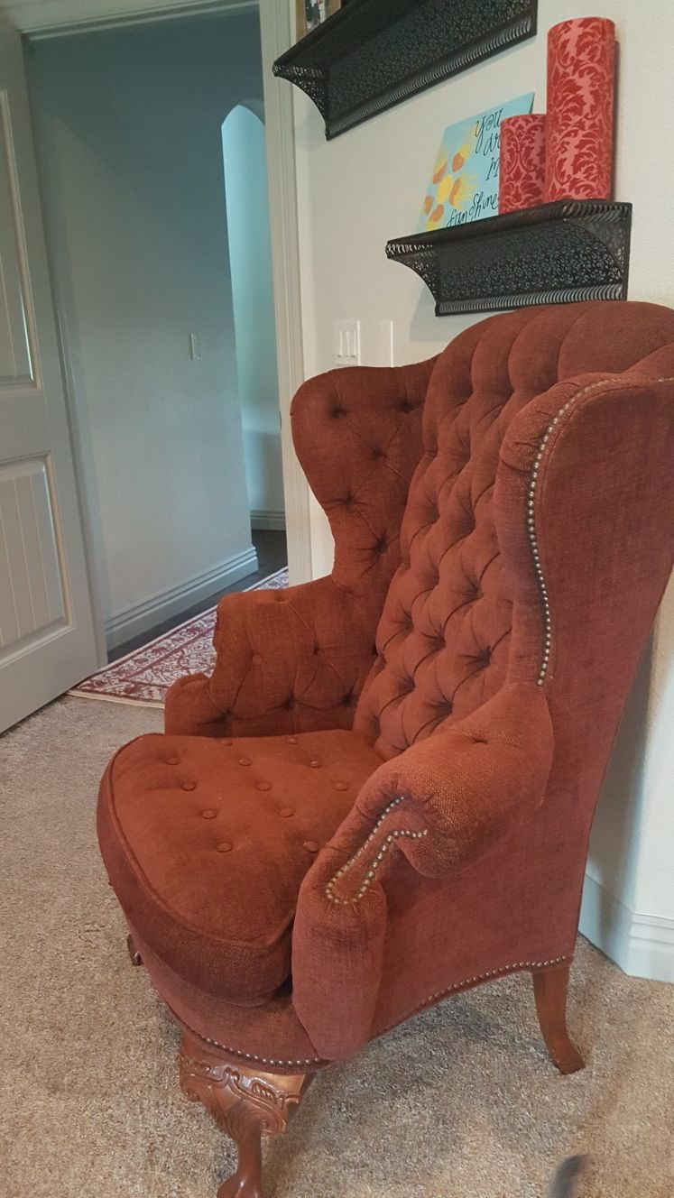 Beautiful burgundy wingback chair