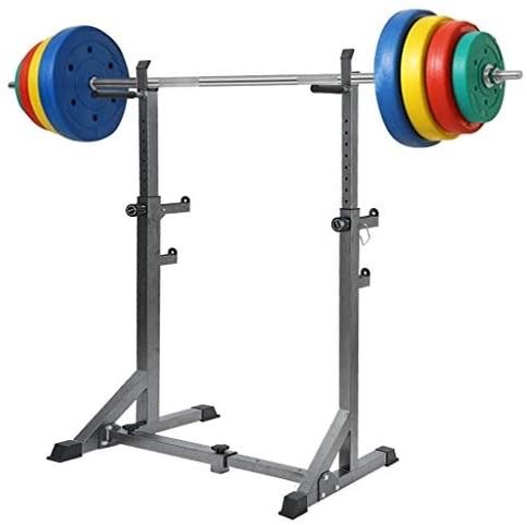 Power and Squat Rack, Adjustable Barbell Rack,Olympic Weight Plate Storage and 360° Swivel Landmine and Power Band