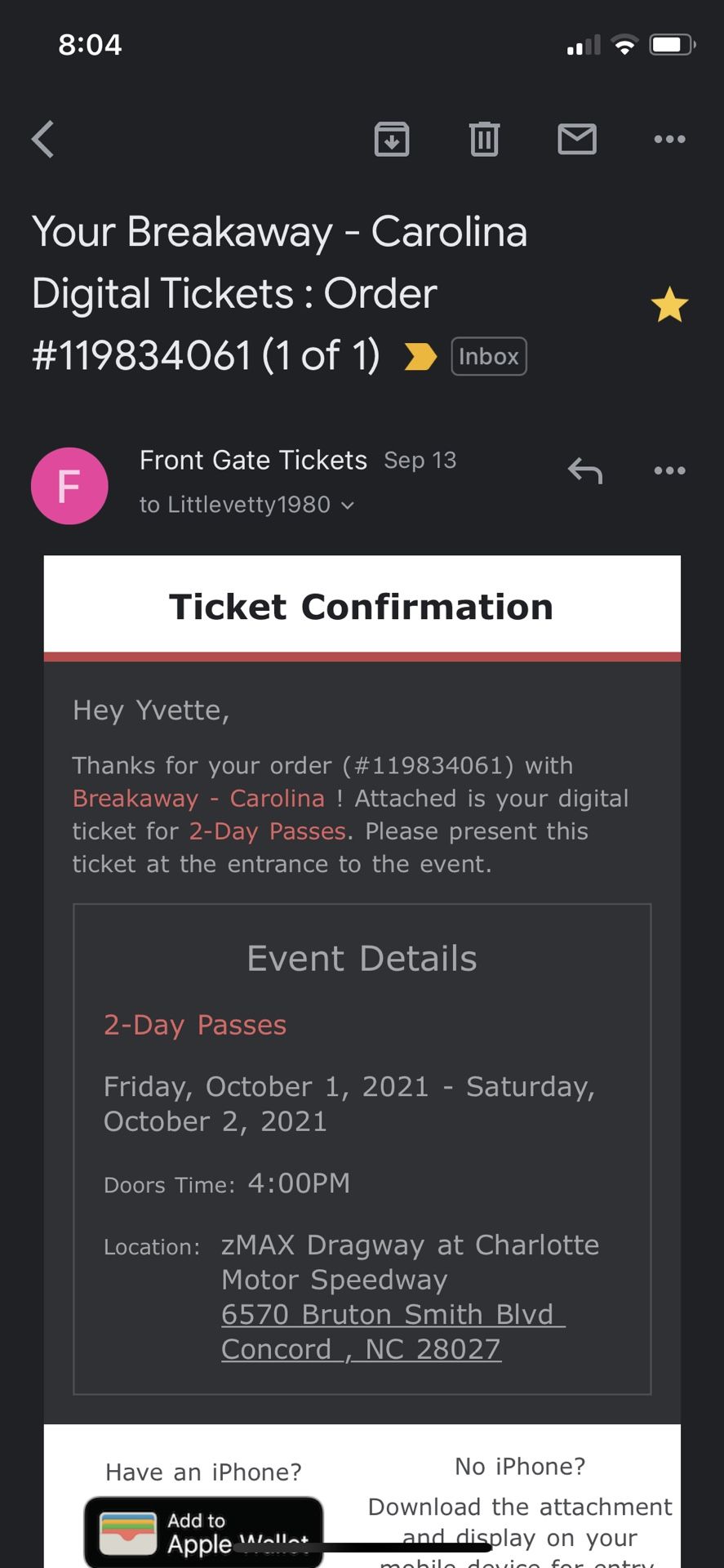 Breakaway Tickets