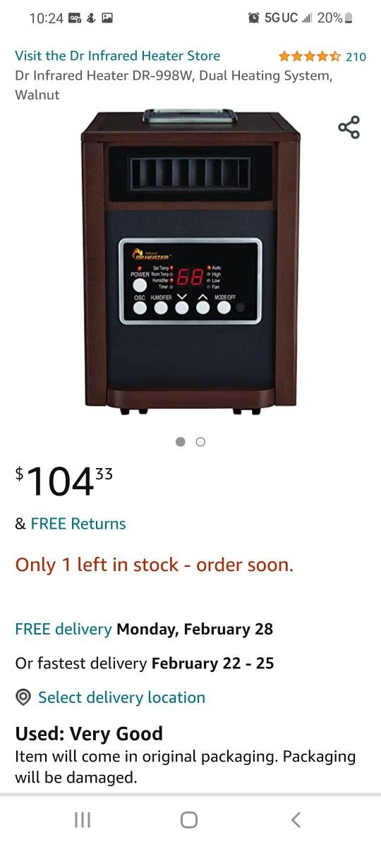 Dr Heater Infrared Dual Heating System With Humidifier