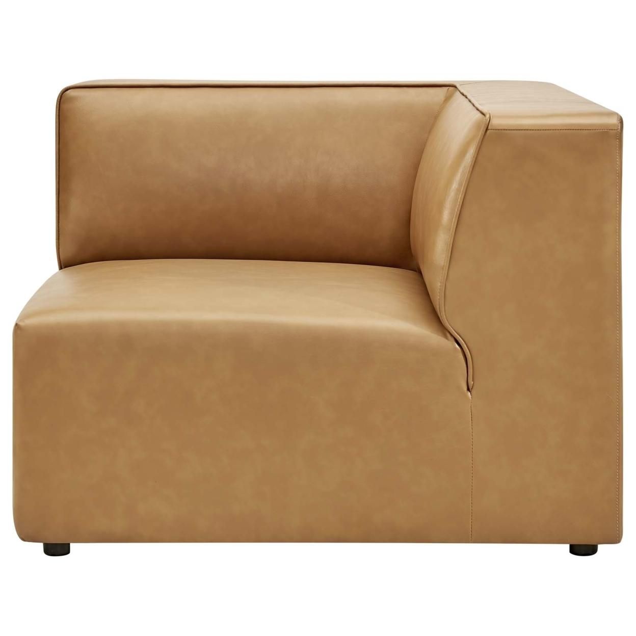 Mingle Vegan Leather Corner Chair, Tan