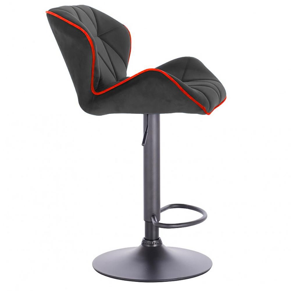 Modern Home Luxe Spyder Contemporary Adjustable Barstool/Bar Chair with 360° Rotation (Black Base, Black/Red Piping)