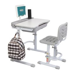 Children's Learning Desk Table and Chair Set, Gray Thumbnail