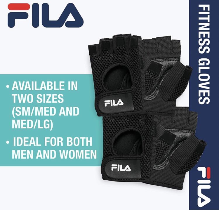 FILA Accessories Exercise Gloves - Classic Fitness Workout Gloves for Men & Women | Padded Palm Breathable Mesh | Ideal for Weightlifting, Floor Gym R