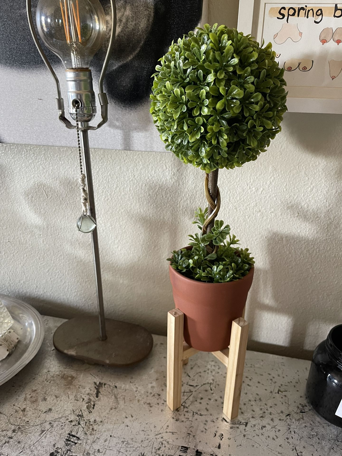 Faux Terra Cotta Topiary Plant And Stand