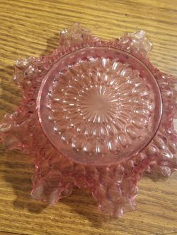 Vintage Rose/Pink Ruffle Glass Candy Dish Thumbnail