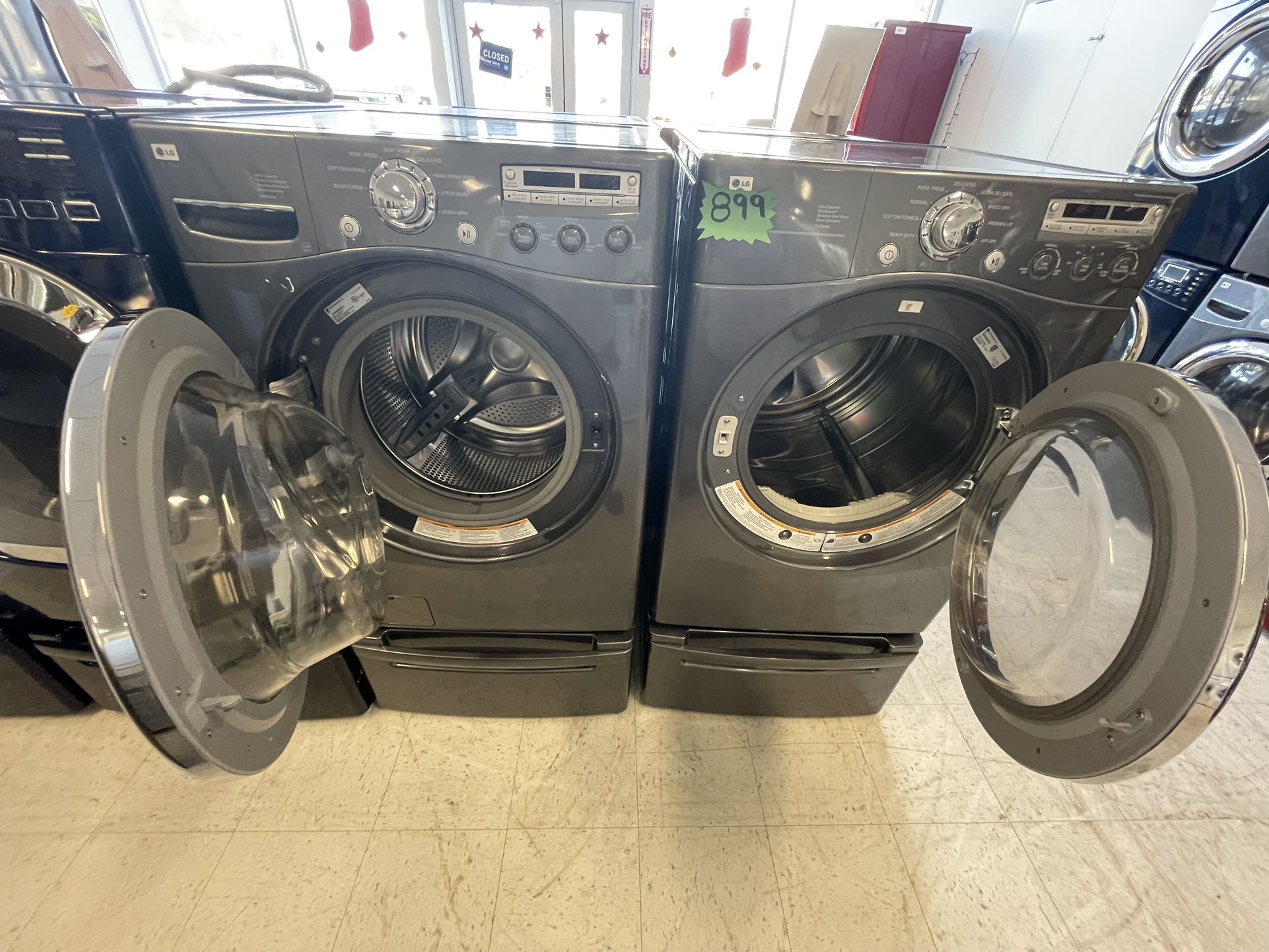 LG Front Load Washer And Electric Dryer Set With Pedestal Used Good Condition With 90days Warranty