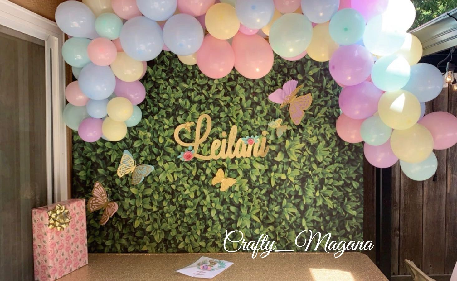 Name cutout,butterflies and cake topper