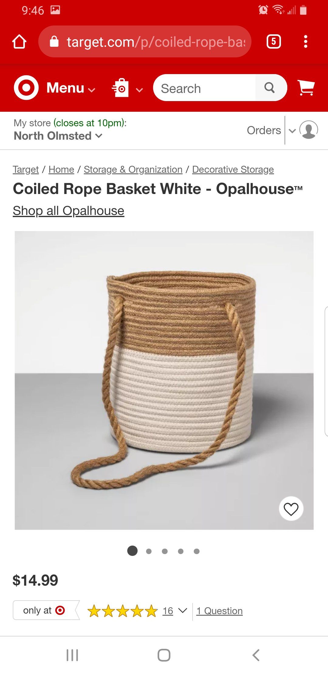 Coiled Rope Basket White - Opalhouse™