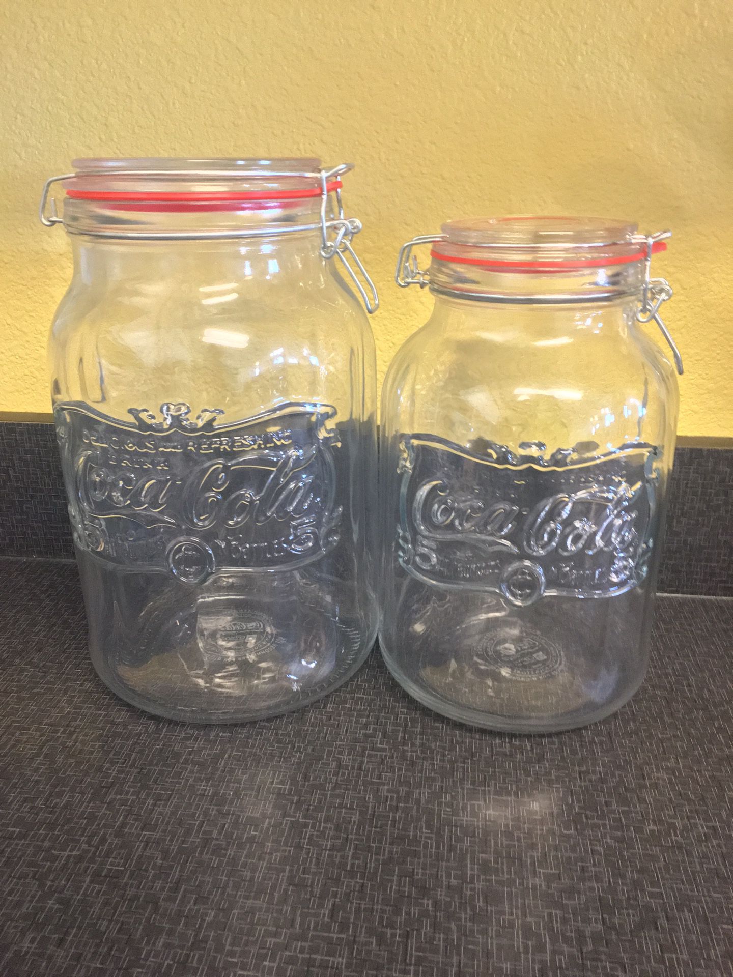 Set of 2 Coca Cola lidded mason jars