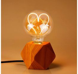 💥BRAND NEW Edison Bulb Table Lamp, Dimmable Wood Lamps Base Stand, E26 Industrial Desk Lamp Small, Nightstand Bedside Bed Night Light for Teen Living Thumbnail