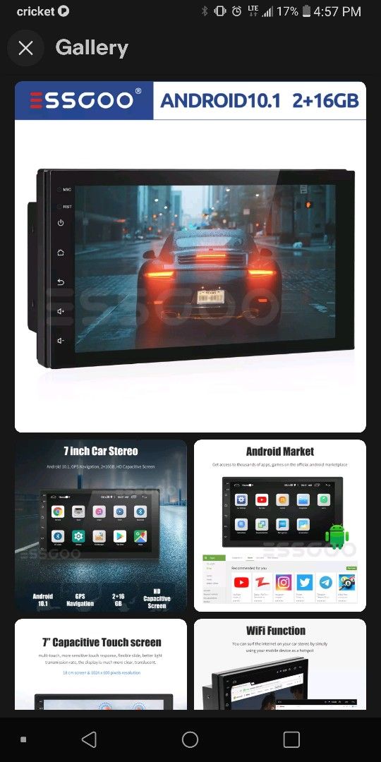 7 Inch Touchscreen 10.1 Android 16G Stereo And 4 Hifonics 6X8 250 Watts Speakers 1000 Watts Total Brand New In Original box