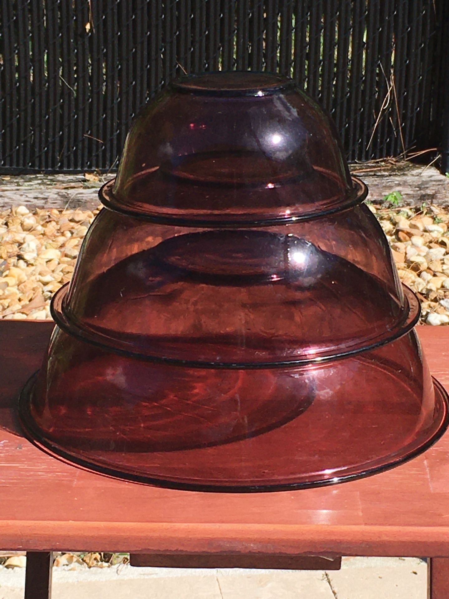 3 Piece Purple Pyrex Glass Mixing Bowl Set