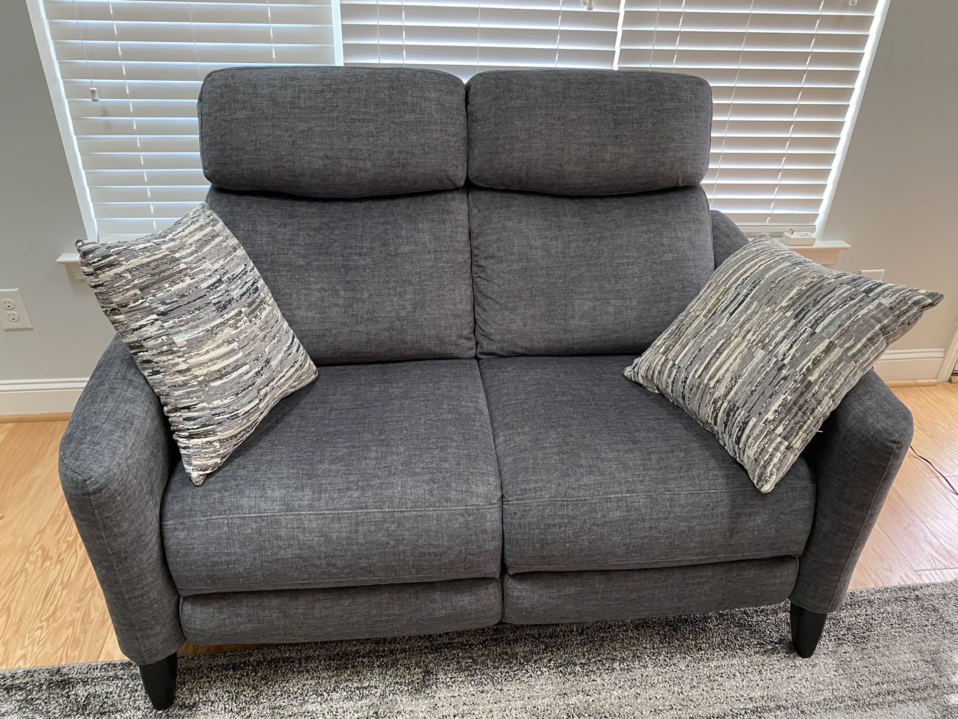 Dual Powered Reclining Sofa And Stationary Love Seat