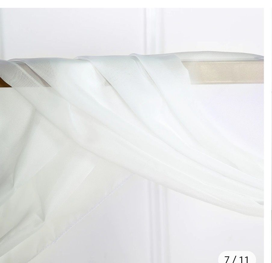 (2)
18 Ft Ivory Window Scarf Valance, Wedding Drapery Sheer Organza Fabric