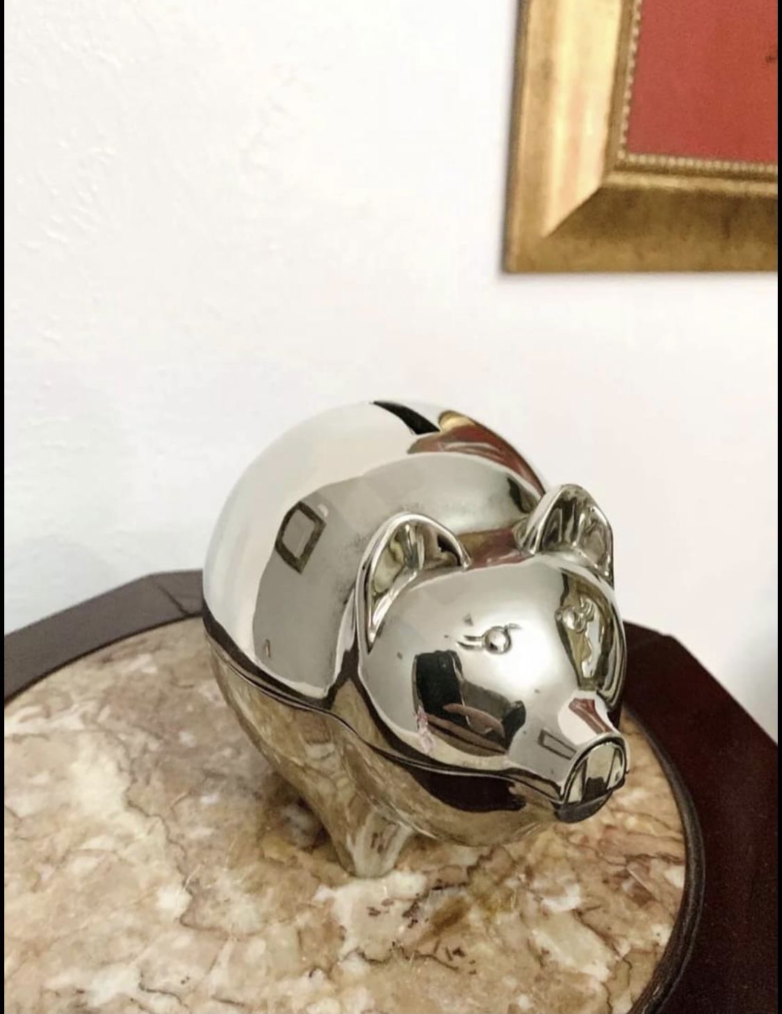 Silver Plated Coin Piggy Bank
