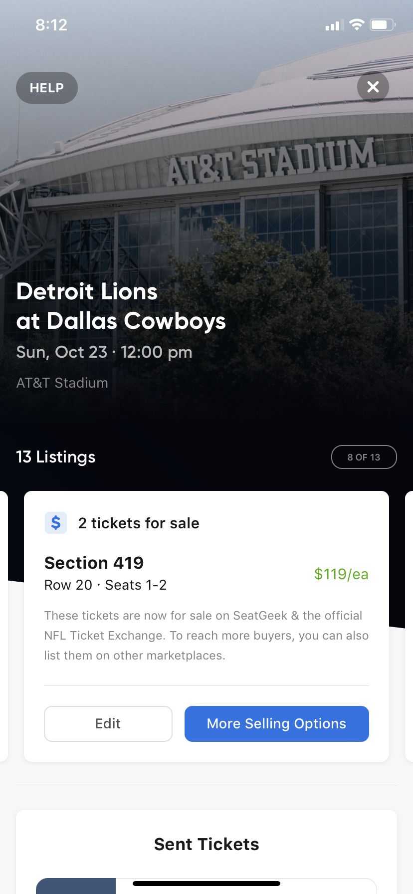 Many Good Options For Detroit Lions @ Dallas Cowboys Tickets & Parking