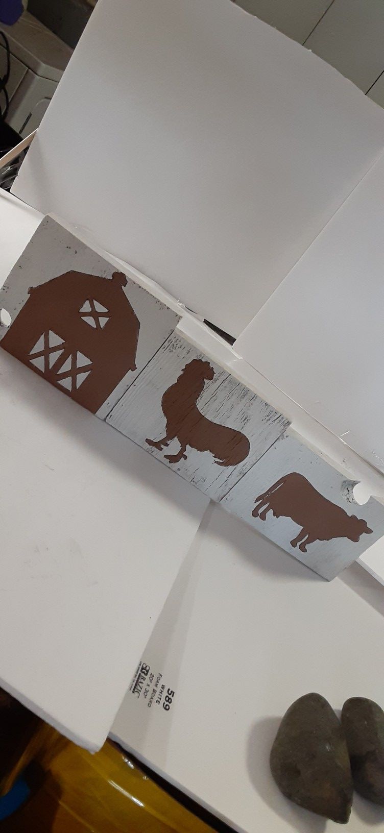 Custom rustic wood farmhouse barn kitchen rooster cow boho decor