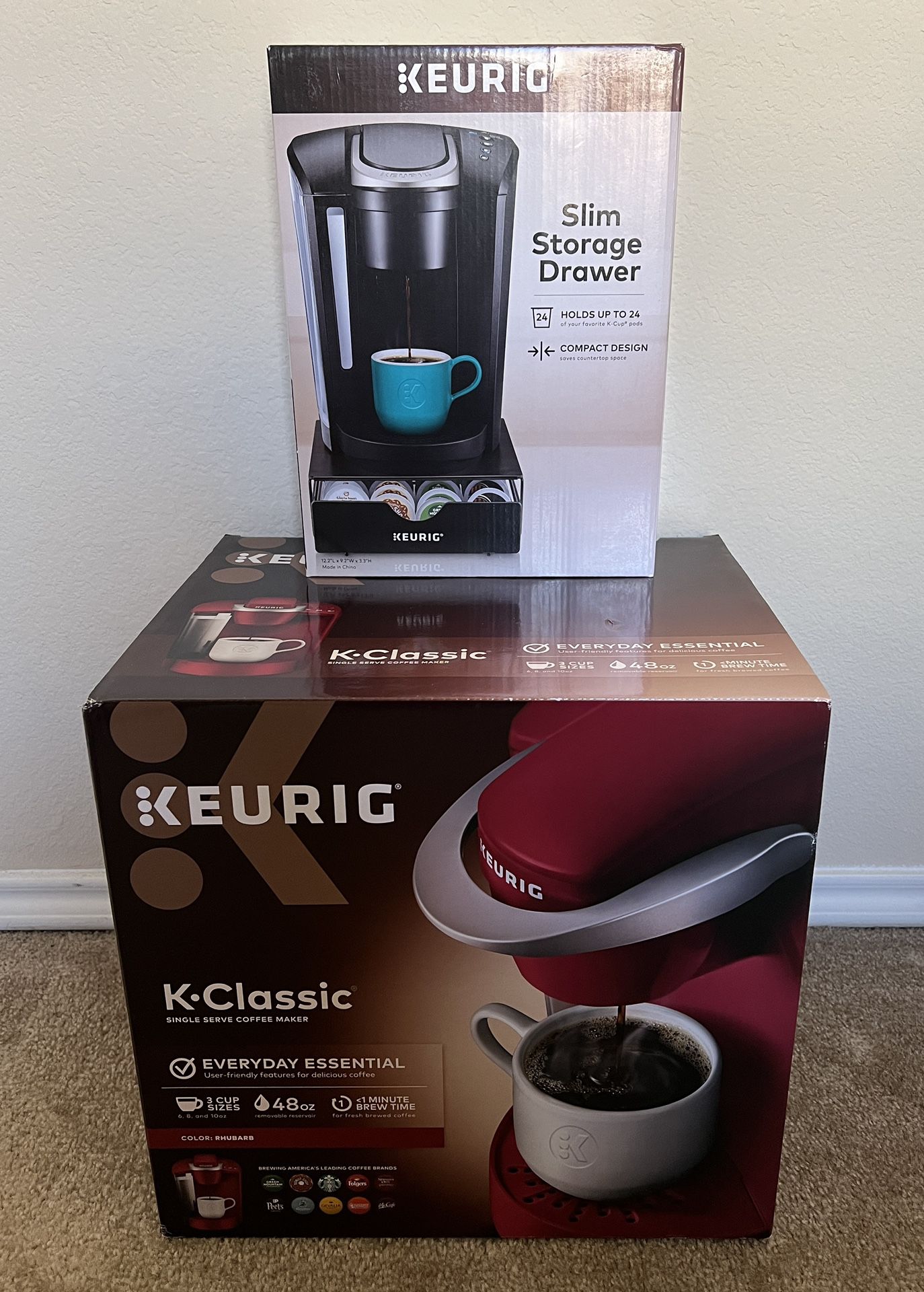 Keurig K-Classic Single Serve Coffee Maker & Keurig Slim Storage Drawer