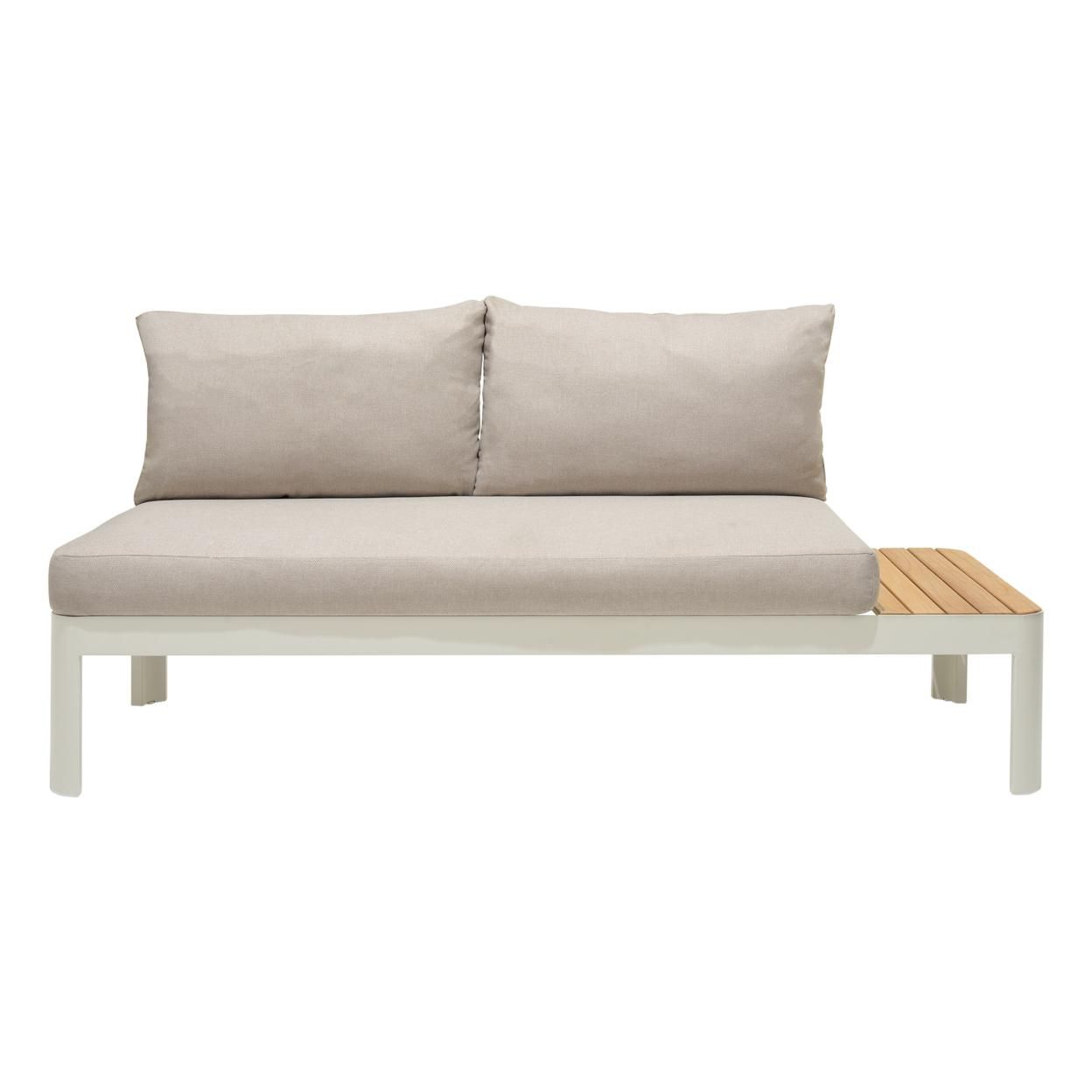 Saltoro Sherpi Outdoor Sofa with Slatted Snack tray, Set of 2, Light Gray